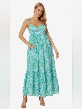 Lilly Pulitzer Heidi Cotton Maxi Dress with Pockets Size 16